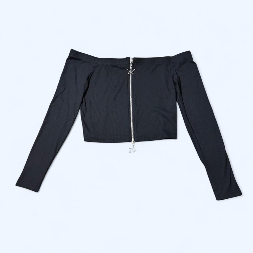 Goth Black Off the Shoulder Jacket by Social Collision! - Picture 3 of 6